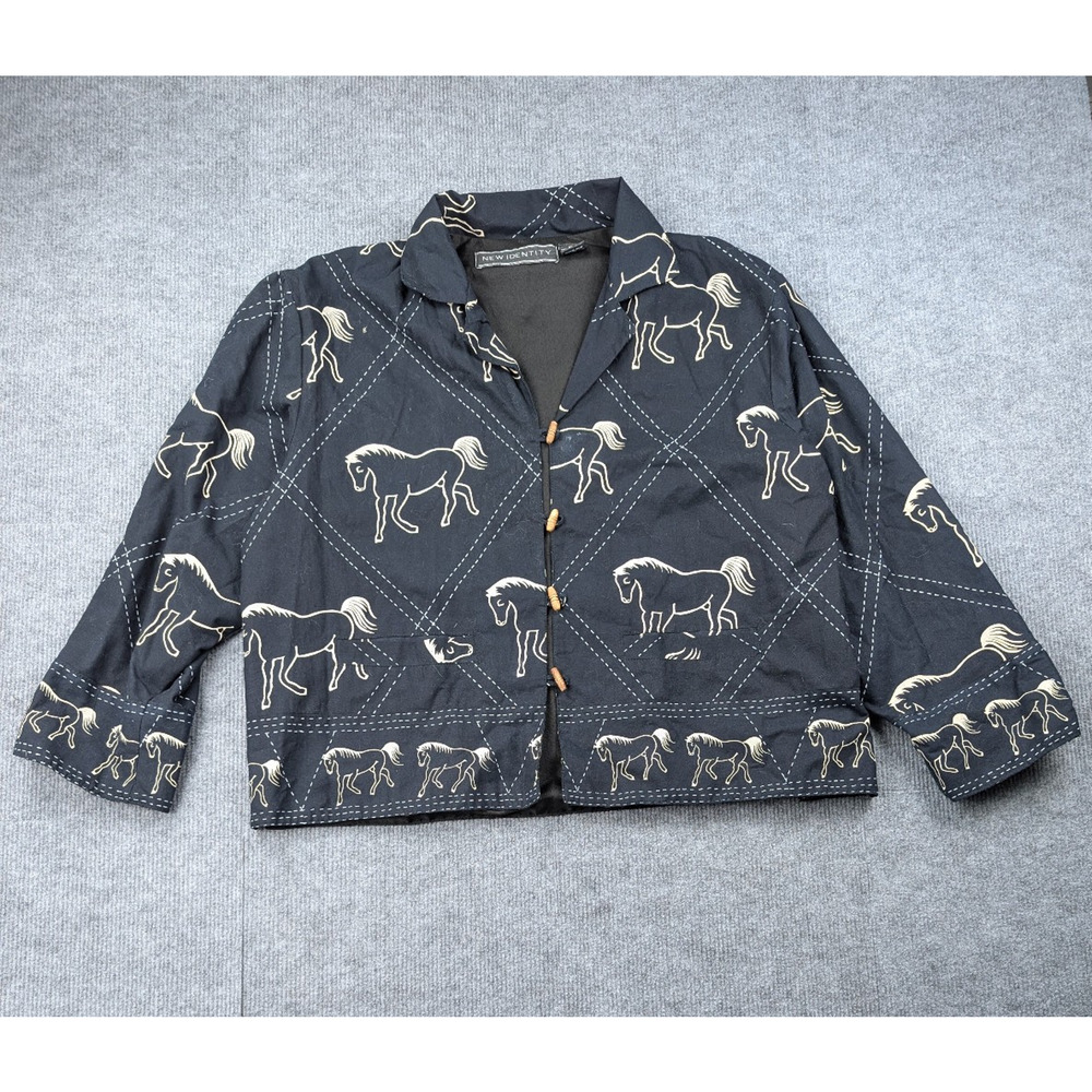 New Identity Chore Coat Womens XL Vintage Horse Graphic Utility Equestrian Barn